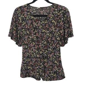 Lazy Sundays Wildflower Tie Front Top Medium